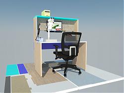 书桌工作桌子显微镜SU模型