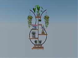 室内花架植物SU模型