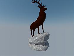[vip]石头上的小鹿雕塑su模型