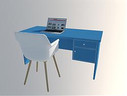 简易电脑桌椅笔记本SU模型