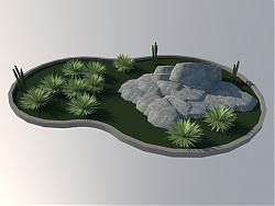 景观花坛石头SU模型