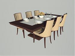 欧式餐桌椅SU模型