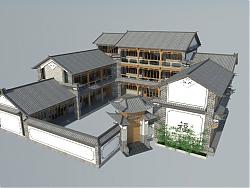 中式四合院建筑SU模型