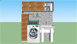 洗衣柜-洗衣机su模型