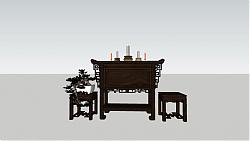 中式供桌供台SU模型