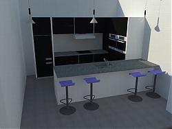 厨房吧台橱柜SU模型