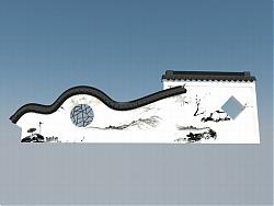 中式景墙SU模型