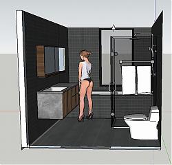 卫生间浴室玻璃隔断SU模型