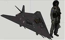 F117隐身战斗机-飞行员su模型
