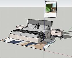 现代双人床床铺sketchup模型库