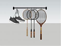 网球拍-羽毛球拍-运动鞋-装饰品su模型库素材