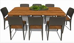 木制餐桌椅家具SU模型