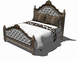 欧美床铺床具SU模型