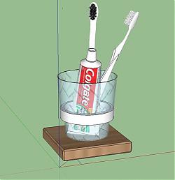 牙刷牙膏杯SU模型