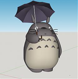 卡通儿童动物打雨伞su模型库素材